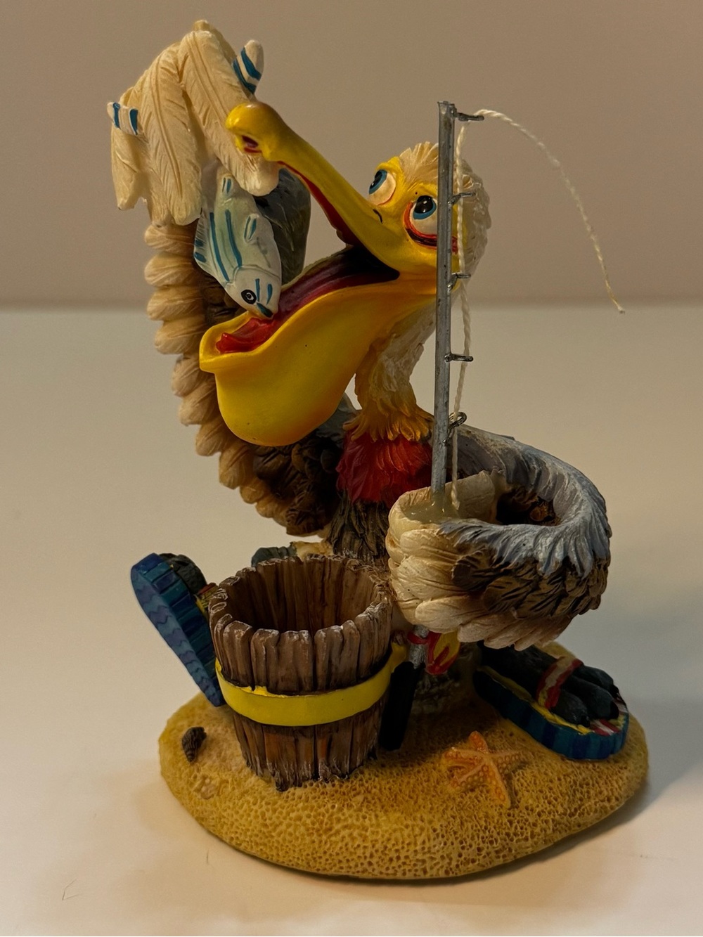 Vintage coastal pelican figurine resin beach decor fishing whimsical nautical